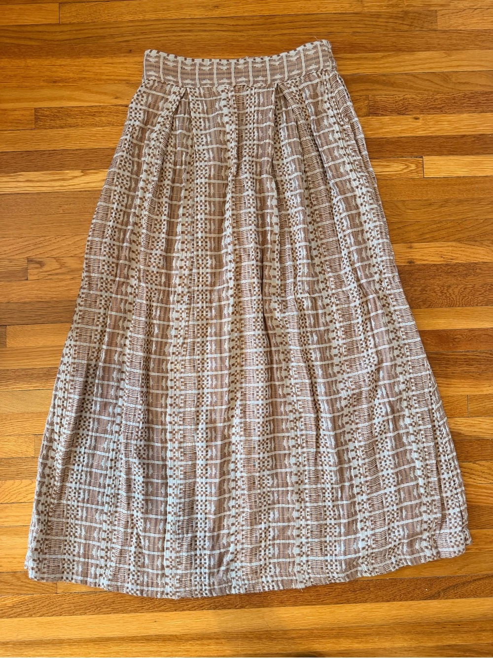 ACE & JIG Women's Orange & Blue Plaid reversible midi Skirt - Picture 3 of 4